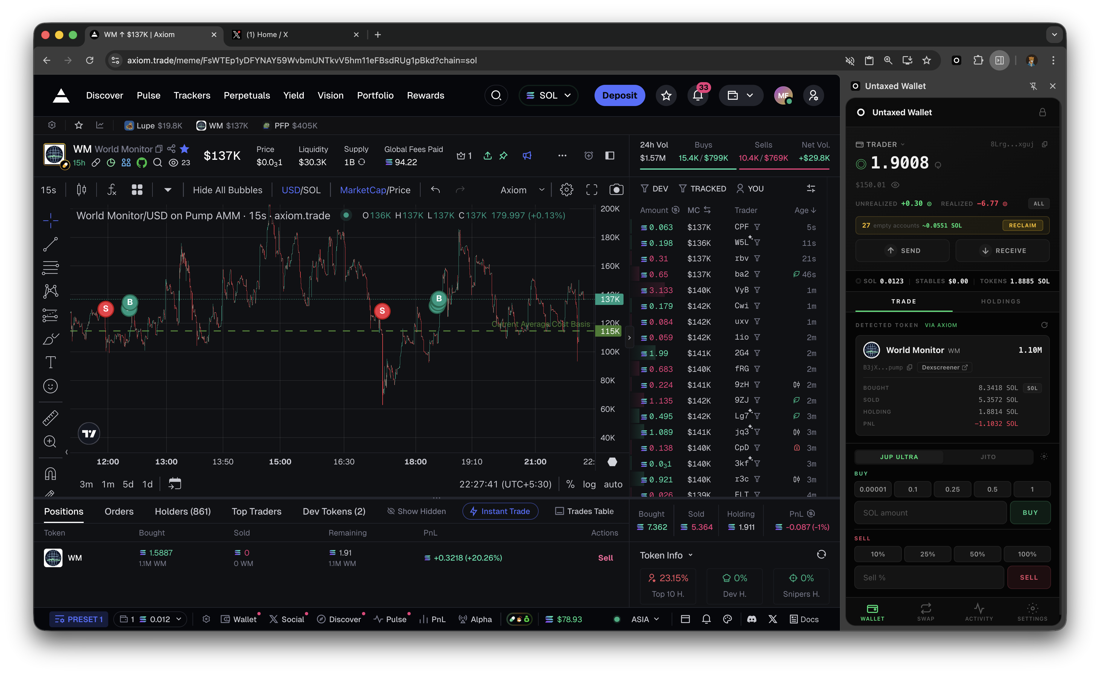 HotKey running alongside Axiom trading terminal